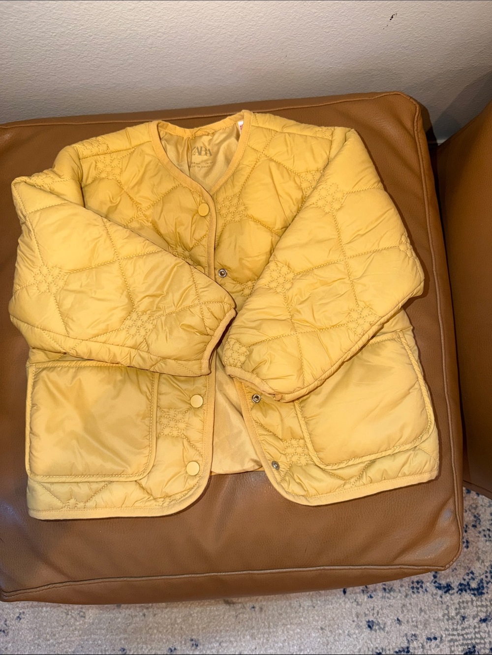 Zara Yellow Quilted Kids Puffer Jacket